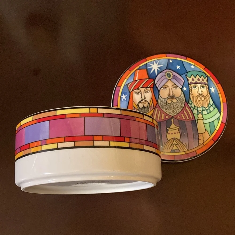 Vintage Mikasa Christmas Three Wisemen Trinket Bowl EUC